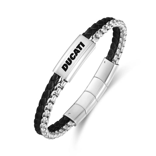 Cerruti CIAGB0000303 Duas Men's Leather and Steel Bracelet