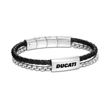 Cerruti CIAGB0000303 Duas Men's Leather and Steel Bracelet