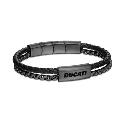 Cerruti CIAGB0000303 Duas Men's Leather and Steel Bracelet