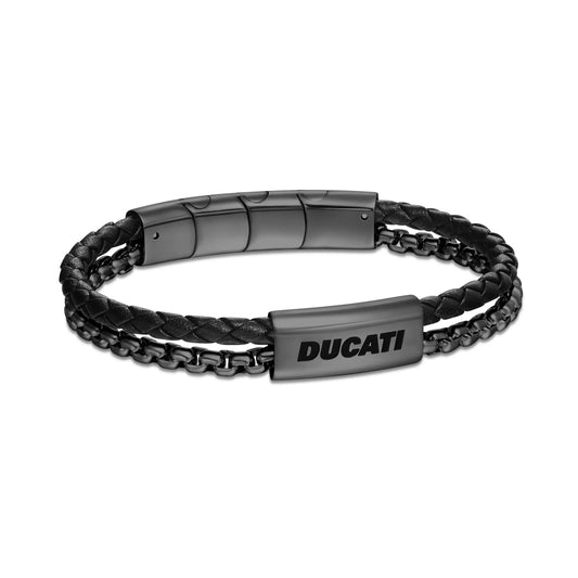Cerruti CIAGB0000303 Duas Men's Leather and Steel Bracelet