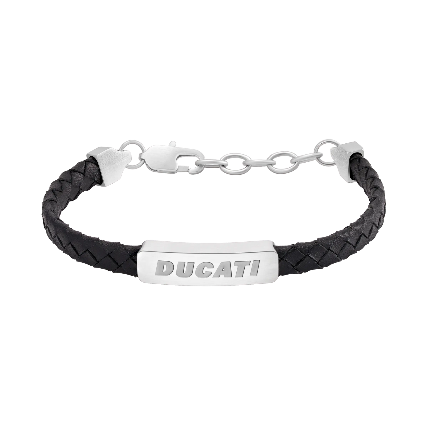Ducati DTAGB0005501 Tensione Ανδρικό Βραχιόλι Από Ατσάλι και Μαύρο Δέρμα