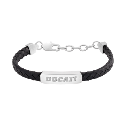 Ducati DTAGB0005501 Tensione Ανδρικό Βραχιόλι Από Ατσάλι και Μαύρο Δέρμα