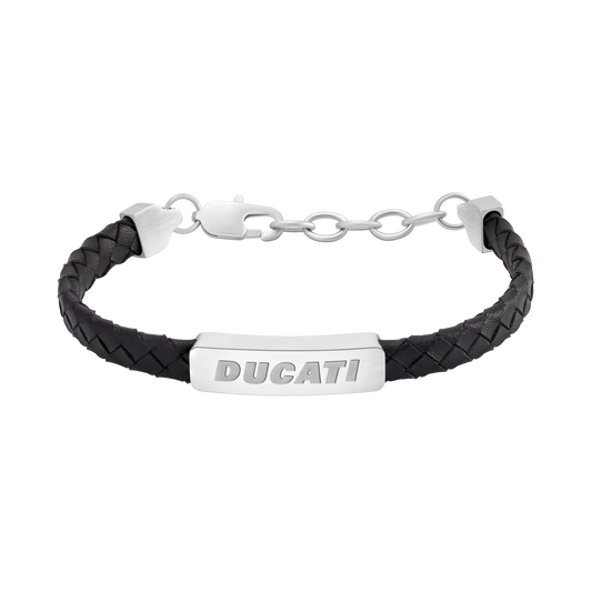 Ducati DTAGB0005501 Tensione Ανδρικό Βραχιόλι Από Ατσάλι και Μαύρο Δέρμα