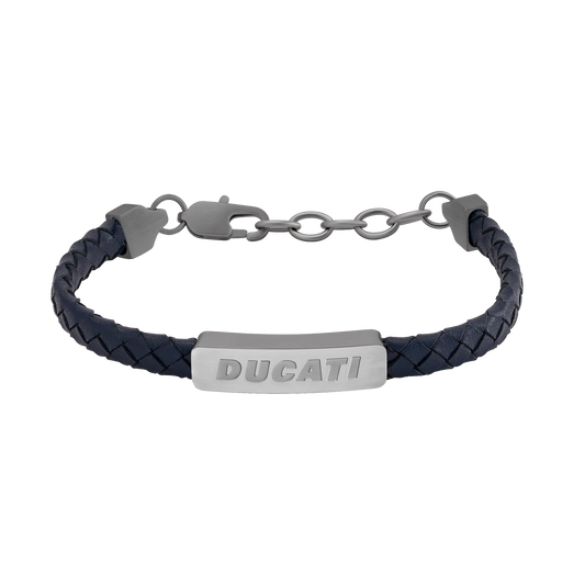 Ducati DTAGB0005502 Tensione Ανδρικό Βραχιόλι Από Ατσάλι και Μπλε Δέρμα