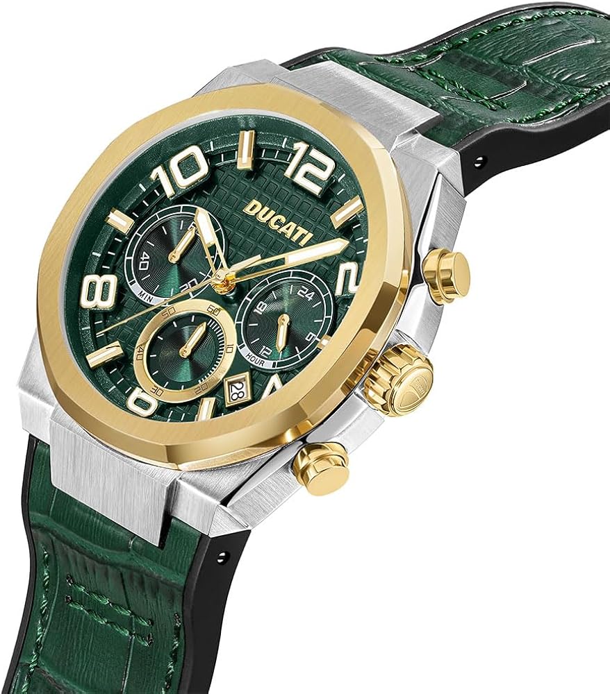 Ducati DTWGC0001101 DT006 Green Leather-Silicon Strap