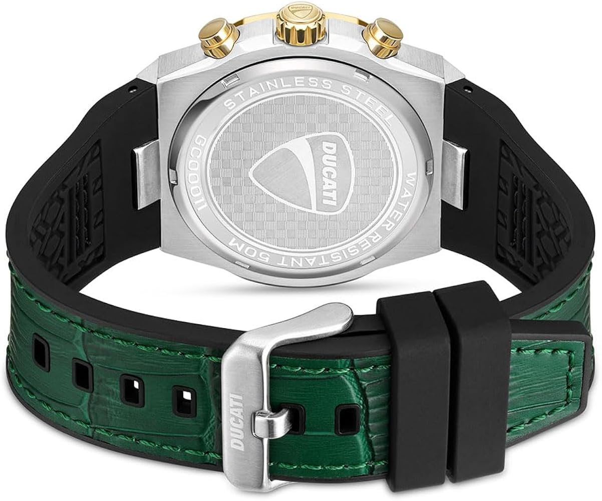 Ducati DTWGC0001101 DT006 Green Leather-Silicon Strap