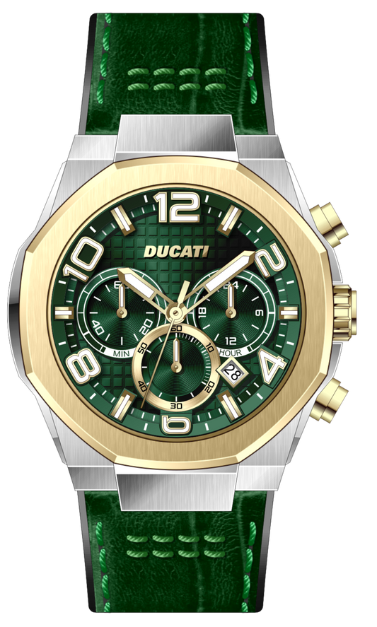 Ducati DTWGC0001101 DT006 Green Leather-Silicon Strap