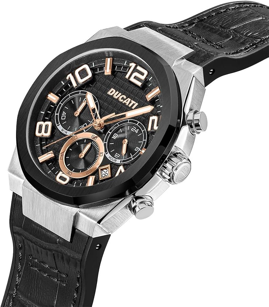 Ducati DTWGC0001102 DT006 Black Leather-Silicon Strap