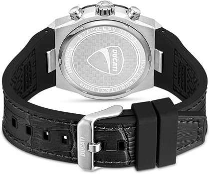 Ducati DTWGC0001102 DT006 Black Leather-Silicon Strap