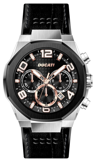 Ducati DTWGC0001102 DT006 Black Leather-Silicon Strap