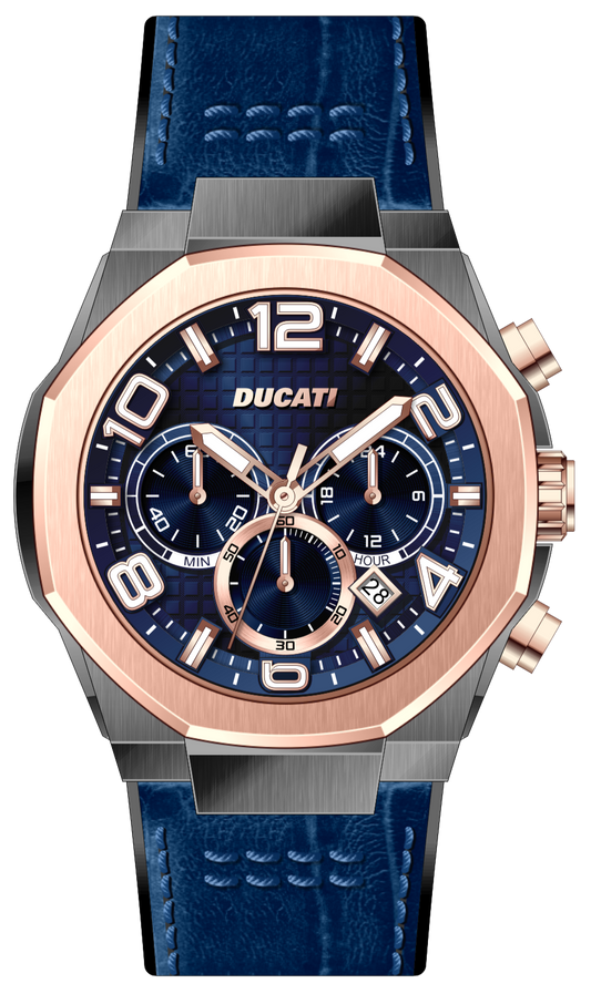 Ducati DTWGC0001104 DT006 Blue Leather-Silicon Strap