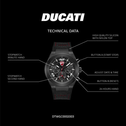 Ducati DTWGC0002003 DT014 Chronograph Black Leather Strap