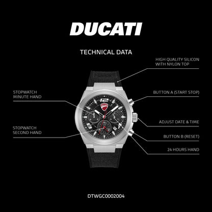 Ducati DTWGC0002004 DT014 Chronograph Black Leather Strap