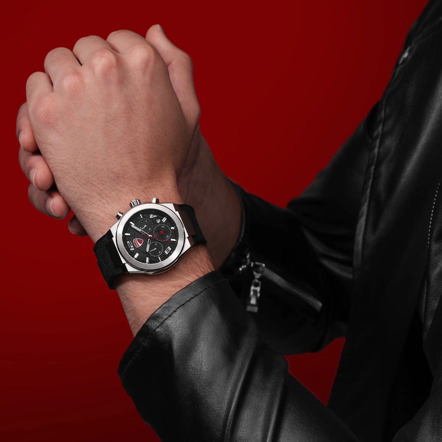 Ducati DTWGC0002004 DT014 Chronograph Black Leather Strap