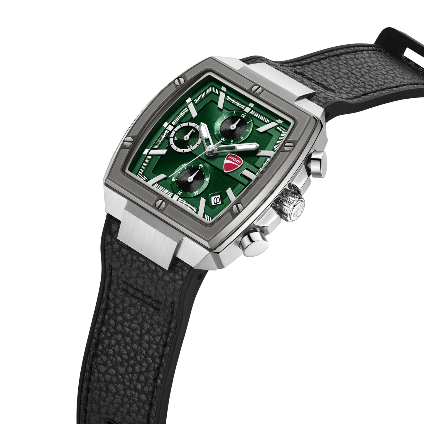Ducati DTWGC0003401 Cardio Supermotos Chrono Black Silicon-Leather Strap