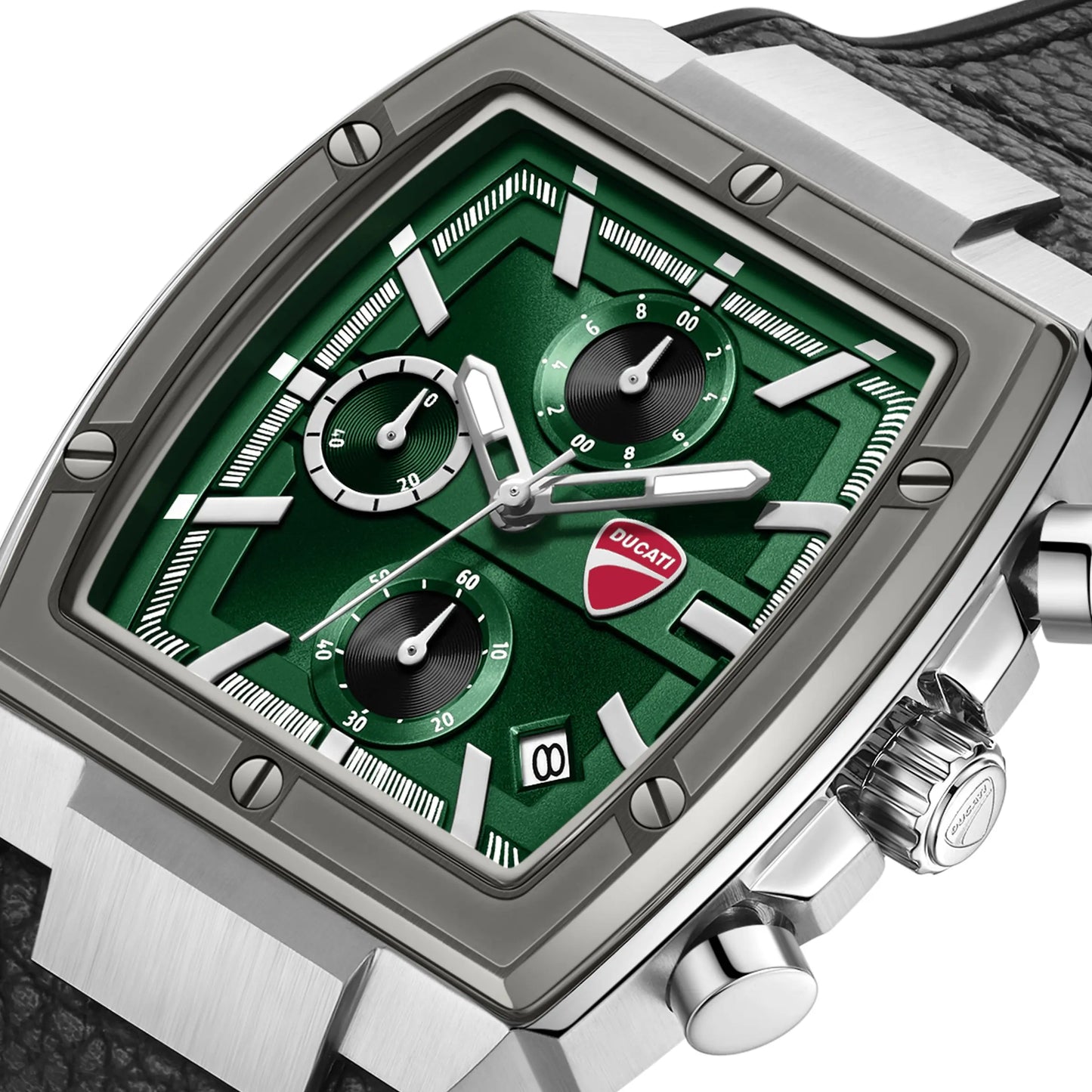 Ducati DTWGC0003401 Cardio Supermotos Chrono Black Silicon-Leather Strap