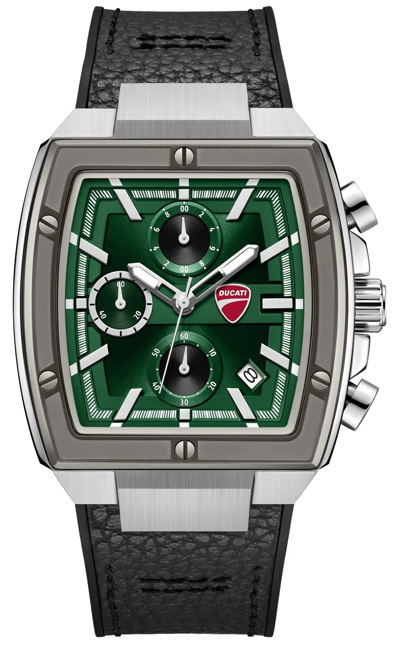 Ducati DTWGC0003401 Cardio Supermotos Chrono Black Silicon-Leather Strap