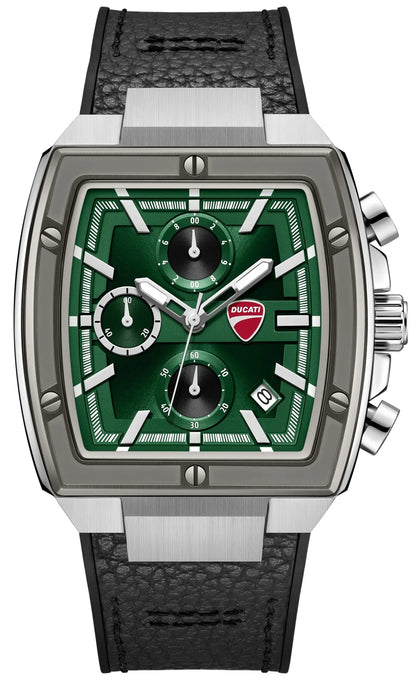 Ducati DTWGC0003401 Cardio Supermotos Chrono Black Silicon-Leather Strap
