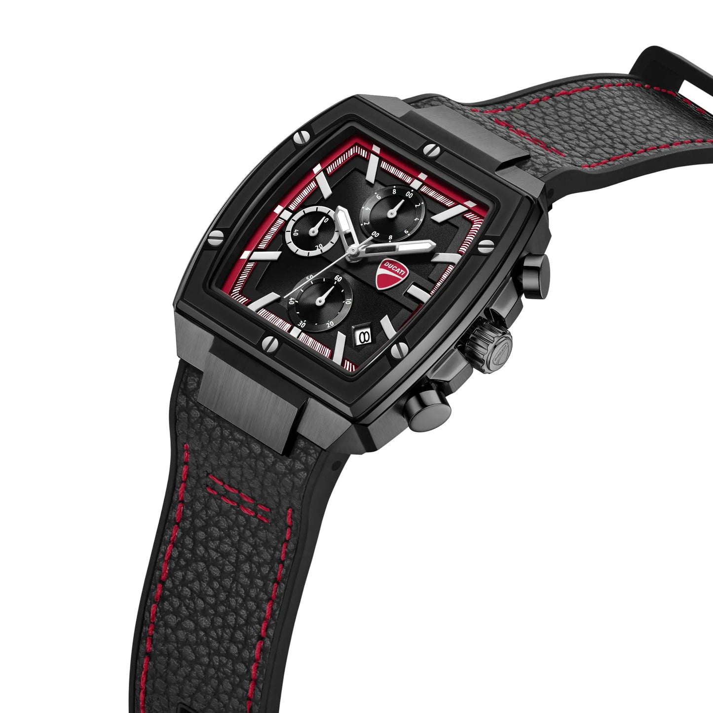 Ducati DTWGC0003403 Cardio Supermotos Chrono Black Silicon-Leather Strap