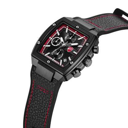 Ducati DTWGC0003403 Cardio Supermotos Chrono Black Silicon-Leather Strap
