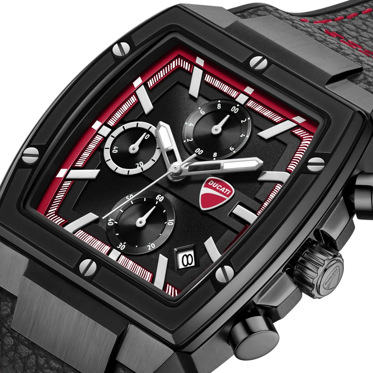 Ducati DTWGC0003403 Cardio Supermotos Chrono Black Silicon-Leather Strap