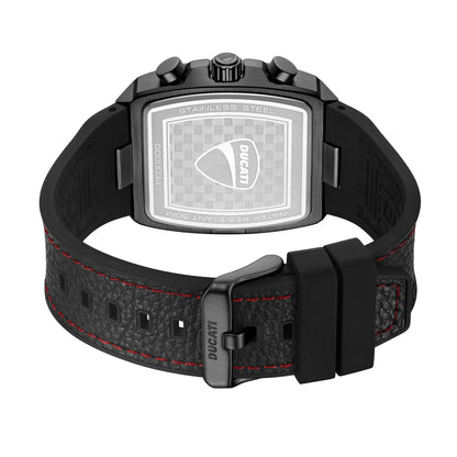 Ducati DTWGC0003403 Cardio Supermotos Chrono Black Silicon-Leather Strap