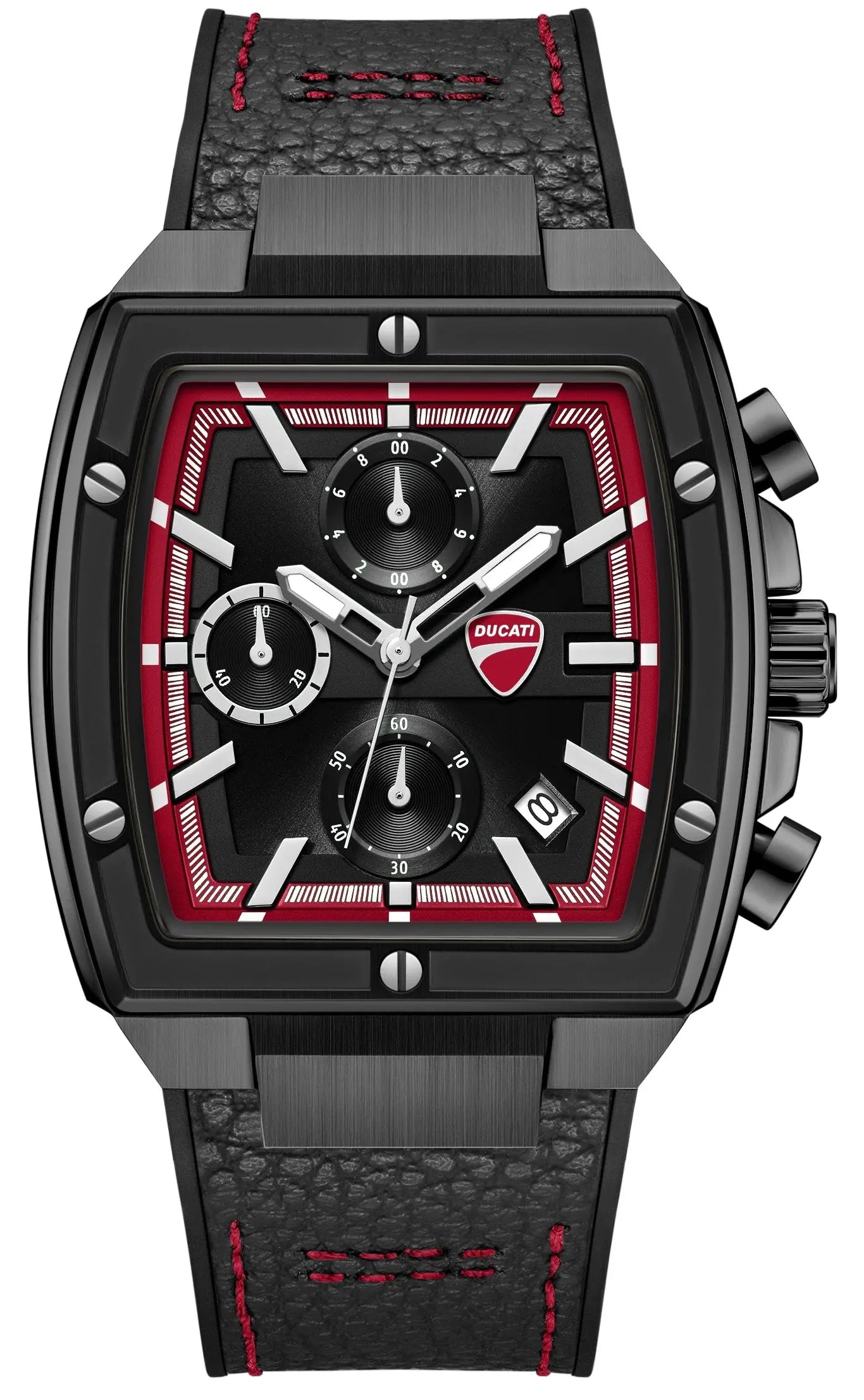 Ducati DTWGC0003403 Cardio Supermotos Chrono Black Silicon-Leather Strap