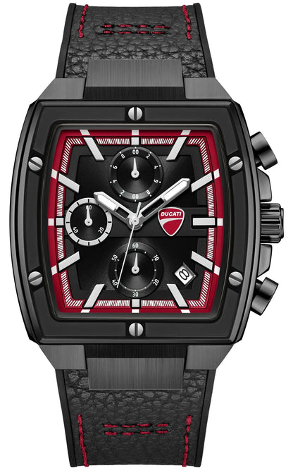 Ducati DTWGC0003403 Cardio Supermotos Chrono Black Silicon-Leather Strap