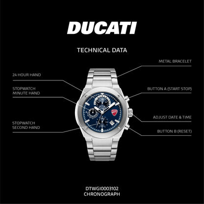 Ducati DTWGI0003102 Stelvio Touring Chronograph Stainless Steel Bracelet Ducati