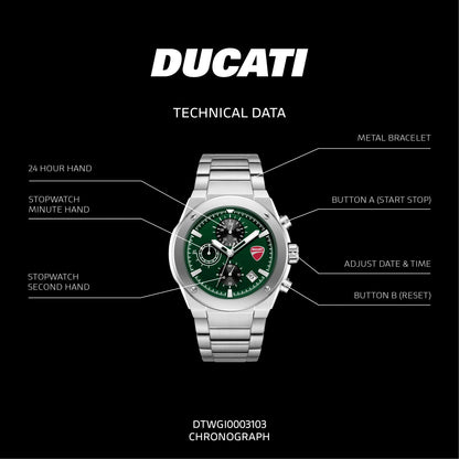 Ducati DTWGI0003103 Stelvio Touring Chronograph Stainless Steel Bracelet