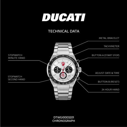 Ducati DTWGI0003201 Nitro Supermotos Chronograph Stainless Steel Bracelet