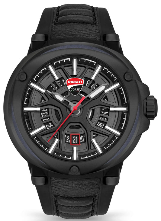 Ducati DTWGN0000104 Partenza Black Leather Strap