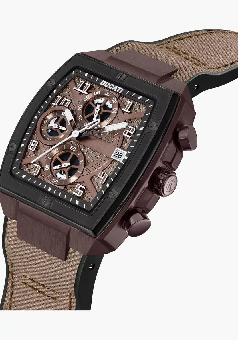 Ducati DTWGO0001501 DT088 Chronograph Brown Fabric-Silicon Strap