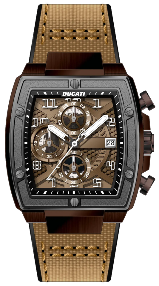 Ducati DTWGO0001501 DT088 Chronograph Brown Fabric-Silicon Strap