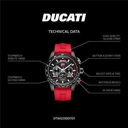 Ducati DTWGO0001701 DT11 Chronograph Red Silicon Strap