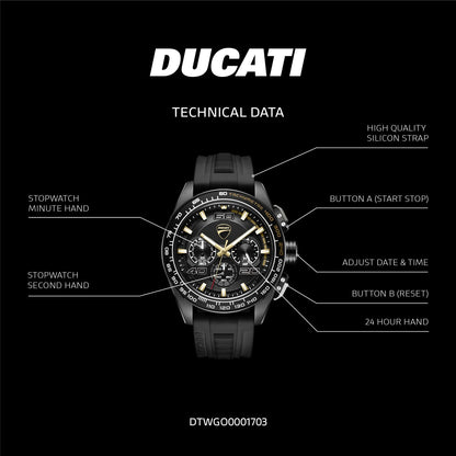 Ducati DTWGO0001703 DT11 Chronograph Black Silicon Strap