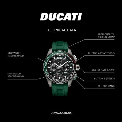 Ducati DTWGO0001704 DT11 Chronograph Green Silicon Strap