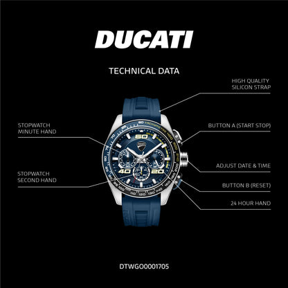 Ducati DTWGO0001705 DT11 Chronograph Blue Silicon Strap