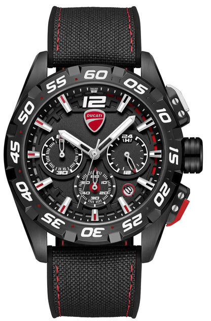 Ducati DTWGO0001801 DT12 Chronograph Black Fabric-Silicon Strap