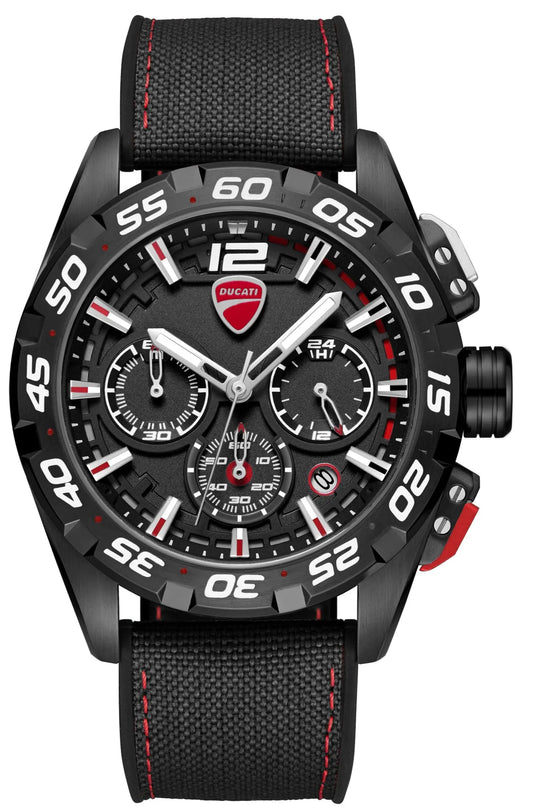 Ducati DTWGO0001801 DT12 Chronograph Black Fabric-Silicon Strap