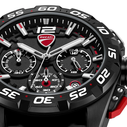 Ducati DTWGO0001801 DT12 Chronograph Black Fabric-Silicon Strap