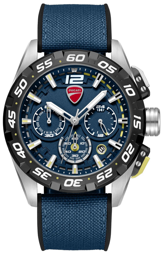 Ducati DTWGI00001802 DT12 Chronograph Blue Fabric-Silicon Strap