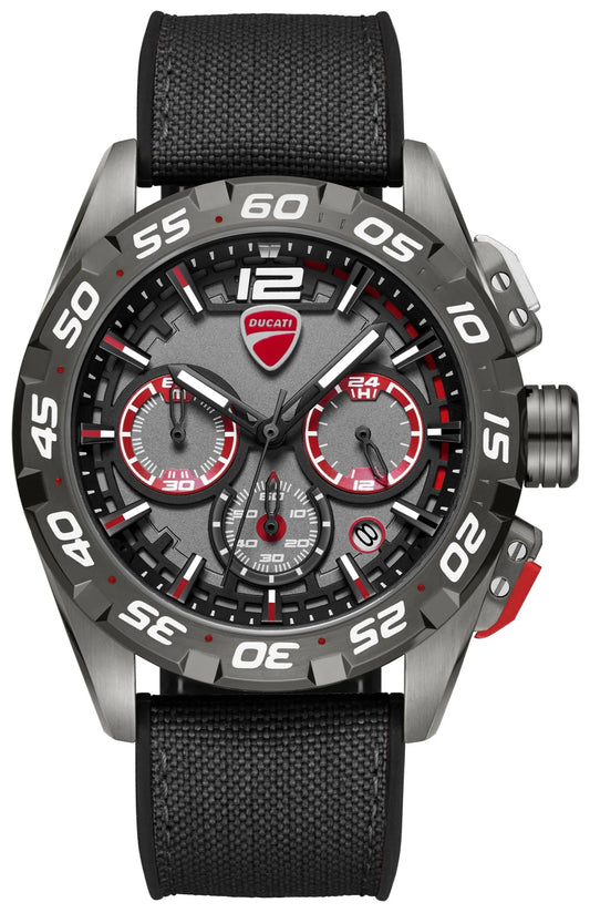 Ducati DTWGI00001803 DT12 Chronograph Black Fabric-Silicon Strap