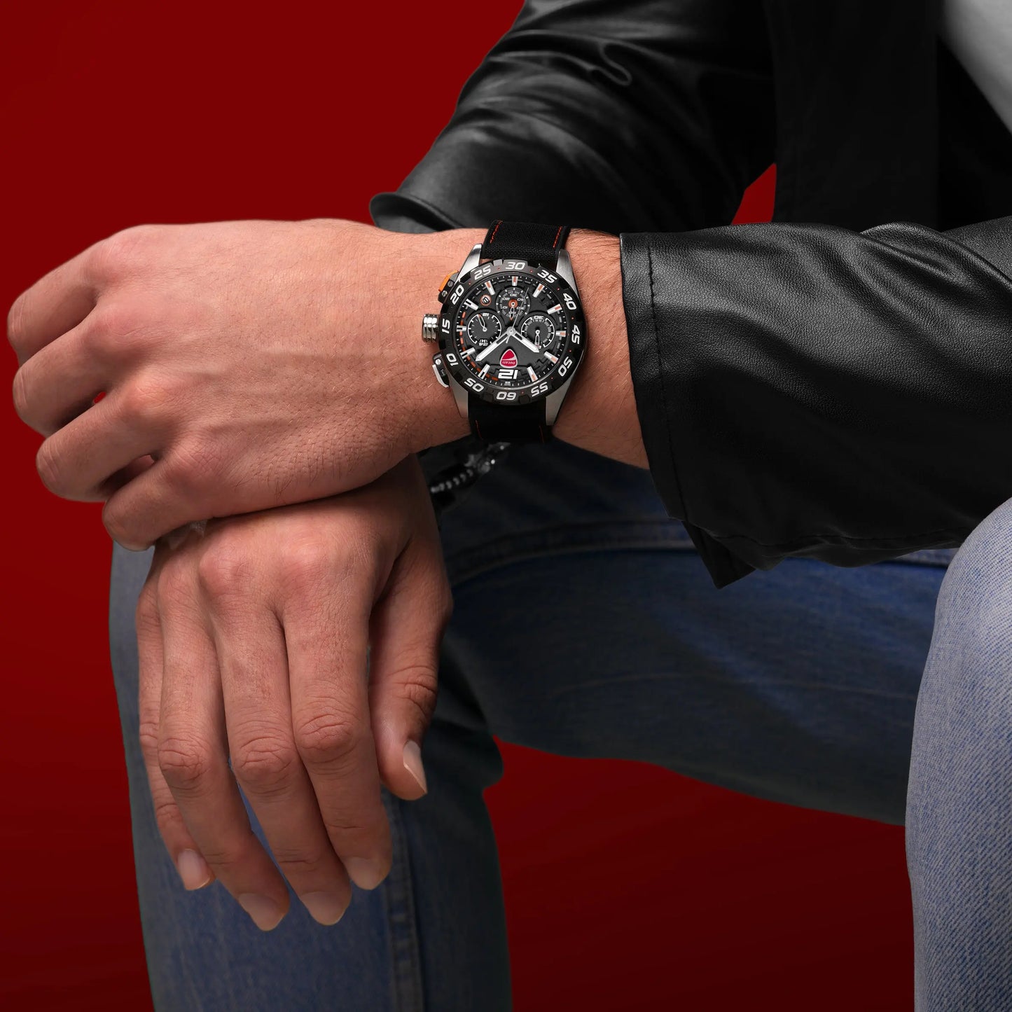Ducati DTWGO0001805 DT12 Chronograph Black Fabric-Silicon Strap