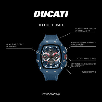 Ducati DTWGO0001901 DT13 Blue Fabric-Silicon Strap