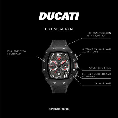 Ducati DTWGO0001902 DT13 Black Fabric-Silicon Strap