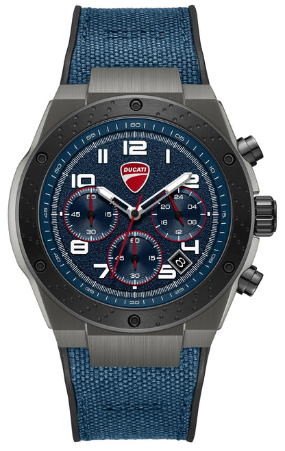 Ducati DTWGO0002502 Trailmaster Supermotos Chrono Blue Silicon-Naylon Strap