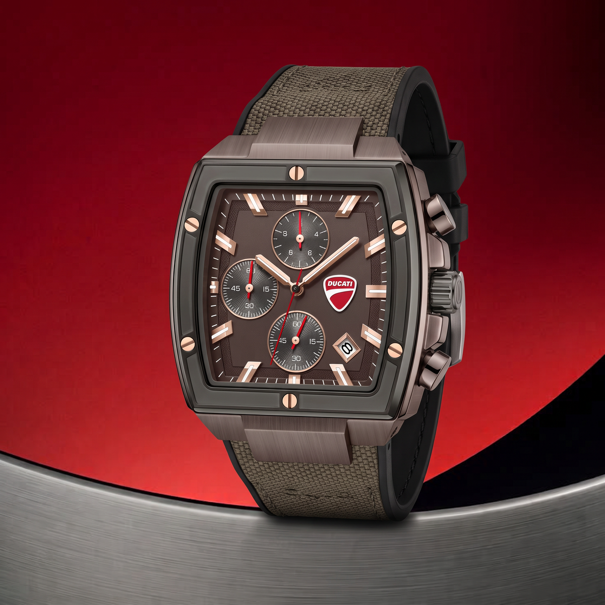 Ducati DTWGO0005103 Voyage Chronograph Brown Silicon Strap