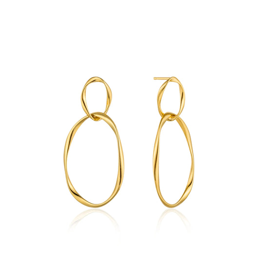 Ania Haie E015-02G Σκουλαρίκια Swirl Nexus από Επιχρυσωμένο Ασήμι