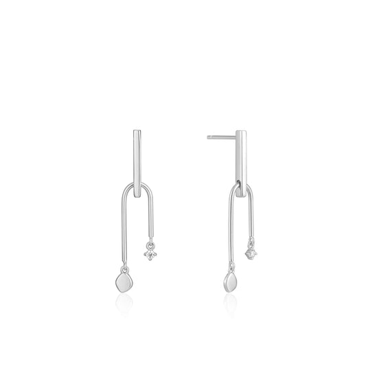 Ania Haie E023-19H Σκουλαρίκια Double Drop Stud από Επιπλατινωμένο Ασήμι